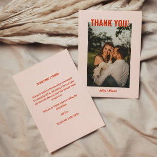 Bright & Colourful Retro Wedding Photo Thank You Card