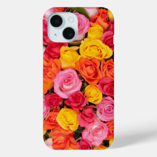 Bright Colourful Roses Pattern Floral Background iPhone 15 Case