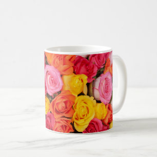 Bright Colourful Roses Pattern Floral Background Coffee Mug