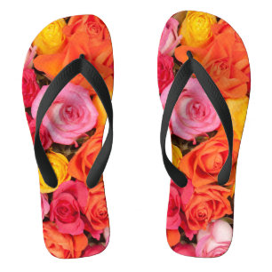 Bright Colourful Roses Pattern Floral Background Jandals