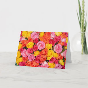 Bright Colourful Roses Pattern Floral Background Thank You Card