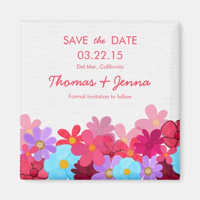 Bright & Colourful Save the Date Magnets (Front)