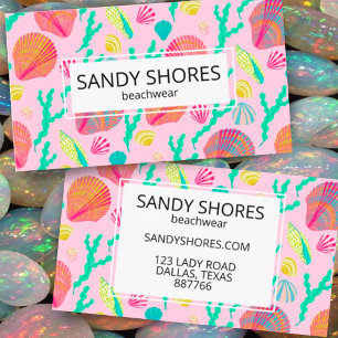 Bright Colourful Seashells and Seaweed Pattern  Business Card