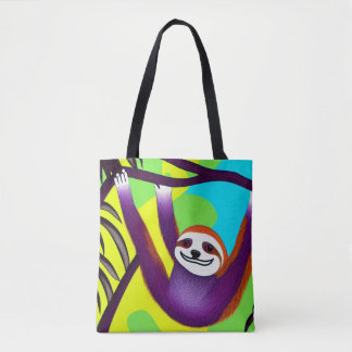 Bright Colourful Sloth Tote Bag