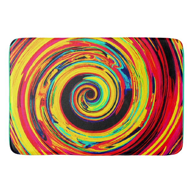 Bright Colourful Spiral Pattern Bath Mat (Front)