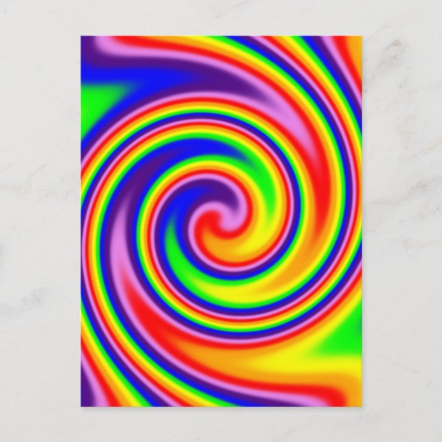 Bright Colourful Spiral Rainbow Swirl Postcard (Front)