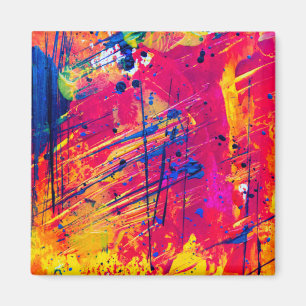 Bright Colourful Splatter Paint Abstract Magnet