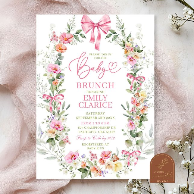 Bright Colourful Spring Floral Girl Baby Brunch Invitation (Creator Uploaded)