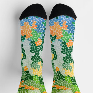 Bright Colourful Stained Glass Camo Pattern  Socks