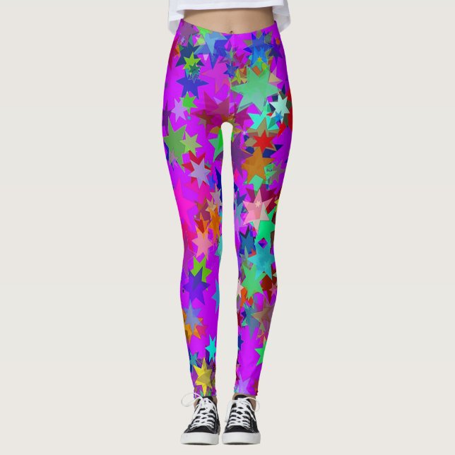 Bright Colourful Star Patterned Leggings (Front)