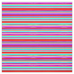 Bright Colourful Stripes in Red Turquoise Hot Pink Fabric