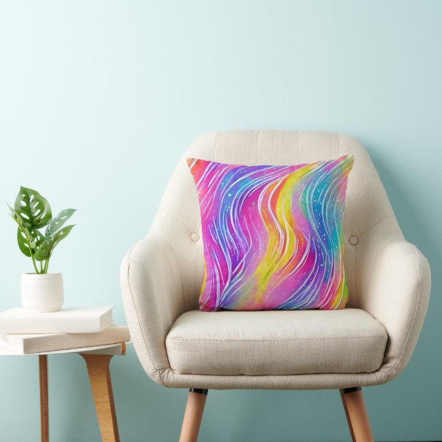 Bright Colourful Swirly Pattern Cushion (Chair)
