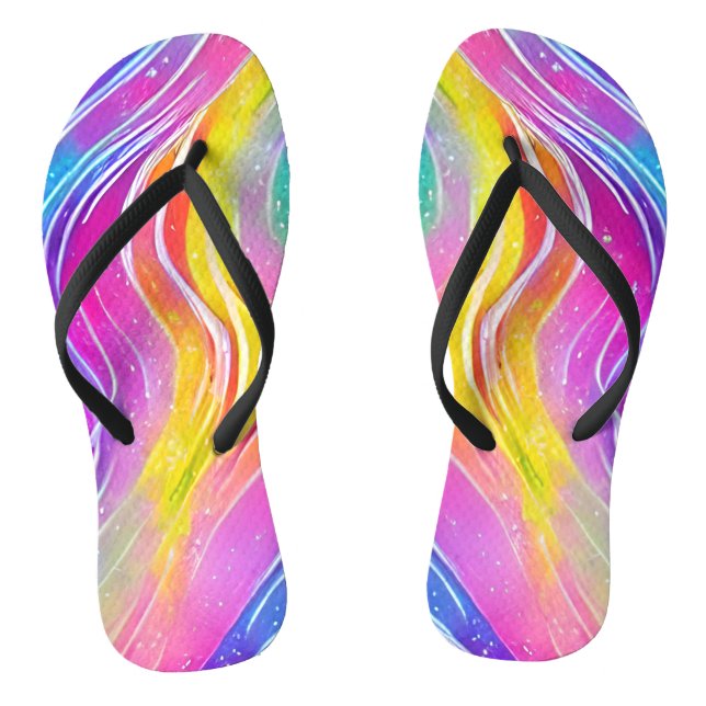 Bright Colourful Swirly Pattern Jandals (Footbed)