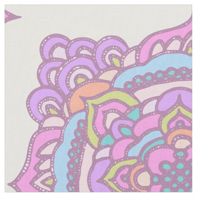 Bright Colourful Tracery Ornament Fabric (Close Up)
