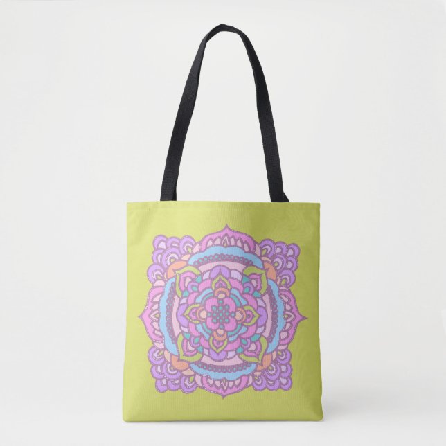 Bright Colourful Tracery Ornament Tote Bag (Front)