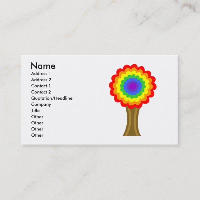 Bright Colourful Tree in Rainbow Colours. Business Card (Front)