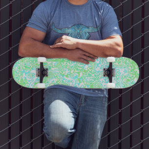 Bright Colourful Trippy Swirly Abstract Boho Marbl Skateboard