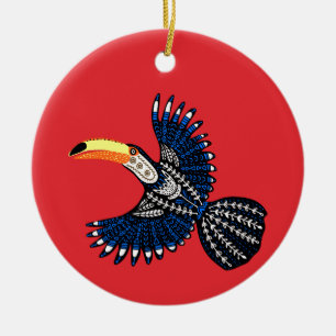 Bright Colourful Tropical Jungle Toucan Bird Ceramic Tree Decoration