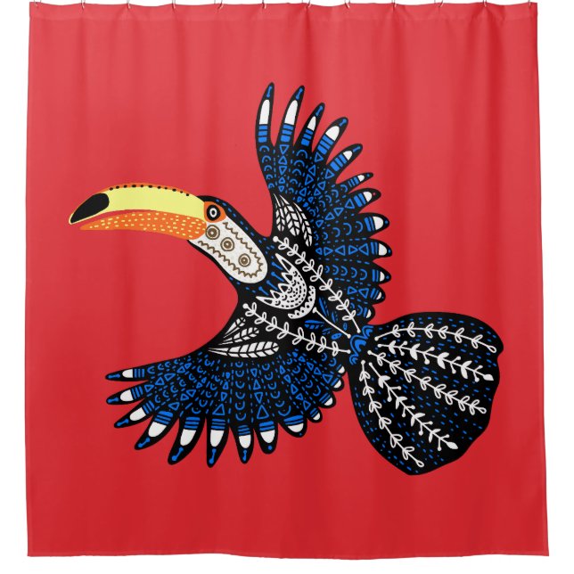 Bright Colourful Tropical Jungle Toucan Bird Shower Curtain (Front)