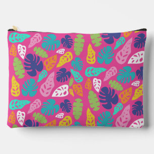 Bright Colourful Tropical Summer Leaves Pattern Accessory Pouch