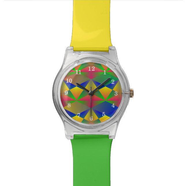Bright Colourful Two Tone Funky Wrist Watch (Close Up)