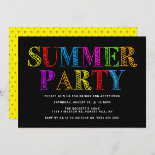 Bright & Colourful Typography Summer Party Invitation