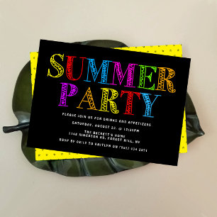 Bright & Colourful Typography Summer Party Invitation