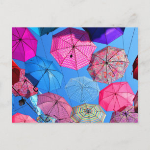 Bright Colourful Umbrellas Art Installation Postcard