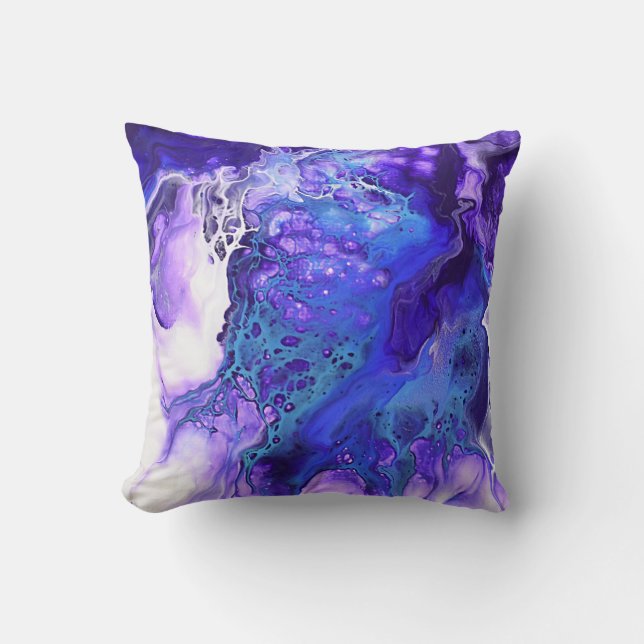 Bright Colourful Violet blue Purple Abstract art Cushion (Front)
