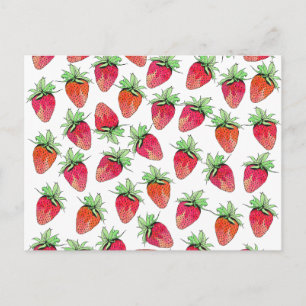 Bright Colourful Watercolor Fruity Strawberries Postcard