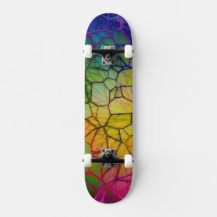 Bright Colourful Web Abstract Skateboard