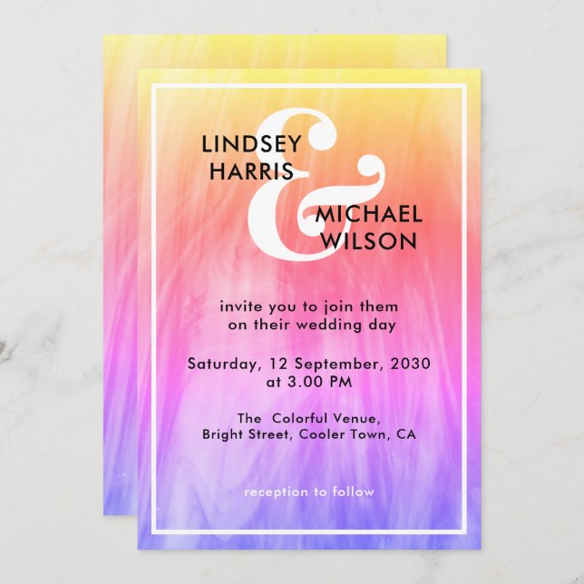 Bright Colourful Wedding Invitation (Front/Back)