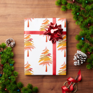 Bright Colourful Whimsical Christmas Tree Pattern Wrapping Paper
