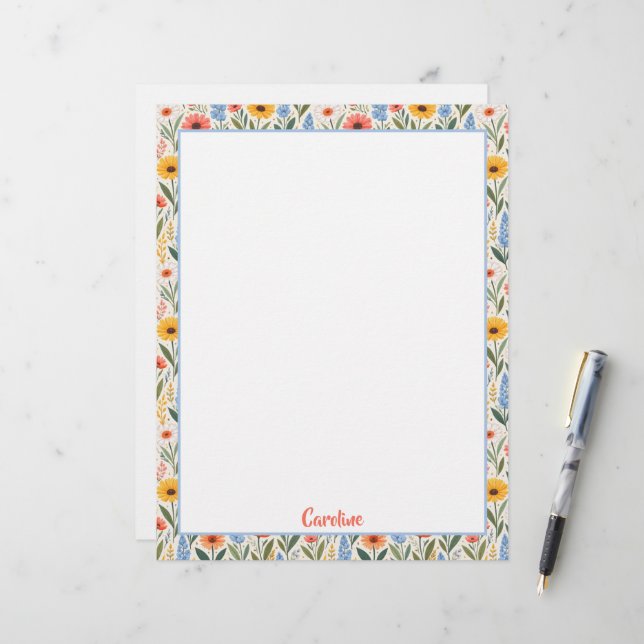 Bright Colourful Wildflowers Custom Letterhead (Front/Back In Situ)