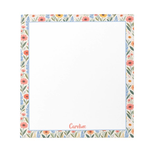 Bright Colourful Wildflowers Notepad (Front)