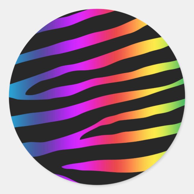 Bright Colourful Zebra Stripes Classic Round Sticker (Front)