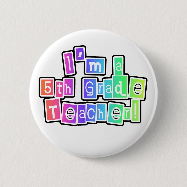 Bright Colours 5th Grade Teacher 6 Cm Round Badge (Front)