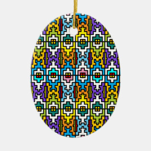 Bright colours African pattern Ceramic Tree Decoration