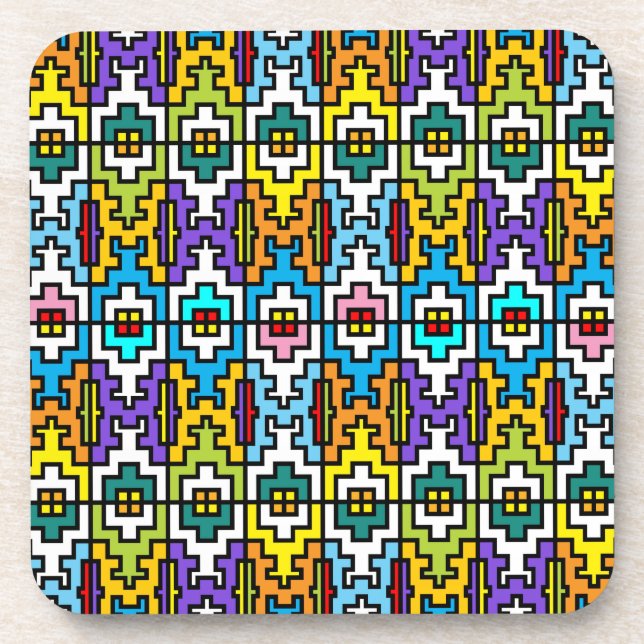 Bright colours African pattern Coaster (Front)