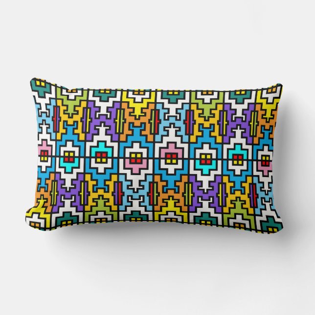 Bright colours African pattern Lumbar Cushion (Front)