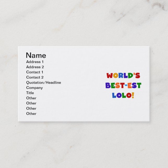 Bright Colours Best-est Lolo T-shirts and Gifts Business Card (Front)