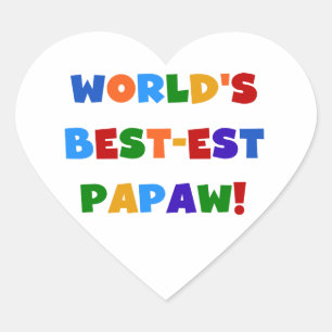 Bright Colours Best-est Papaw Tshirts and Gifts Heart Sticker