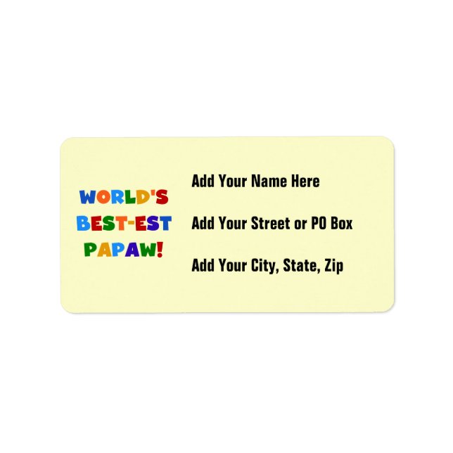 Bright Colours Best-est Papaw Tshirts and Gifts Label (Front)