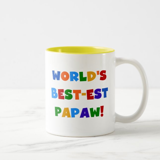 Bright Colours Best-est Papaw Tshirts and Gifts Two-Tone Coffee Mug (Right)