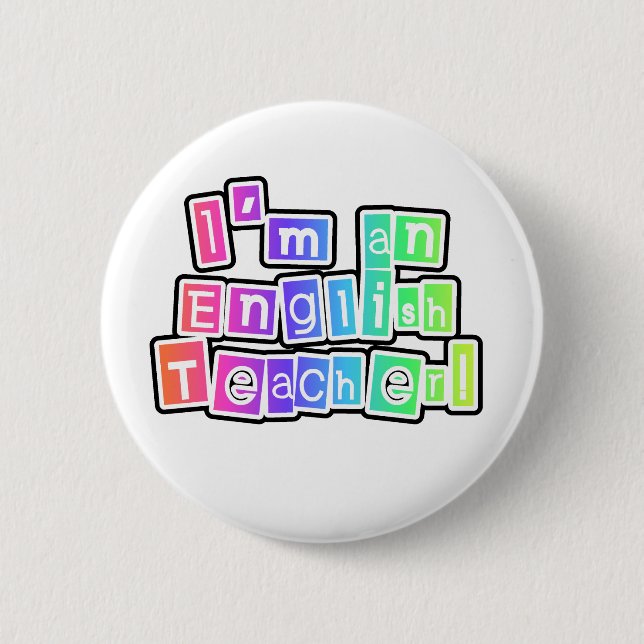 Bright Colours English Teacher 6 Cm Round Badge (Front)