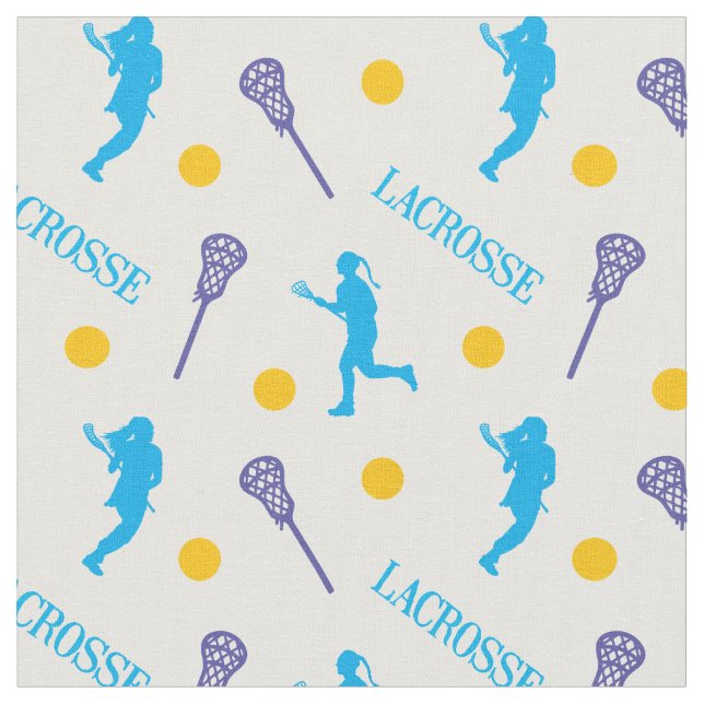 Bright Colours Female Lacrosse Player Pattern Fabric (Close Up)