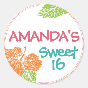 Bright Colours Island Luau Birthday Party Classic Round Sticker