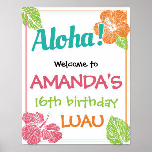 Bright Colours Island Luau Birthday Party Poster