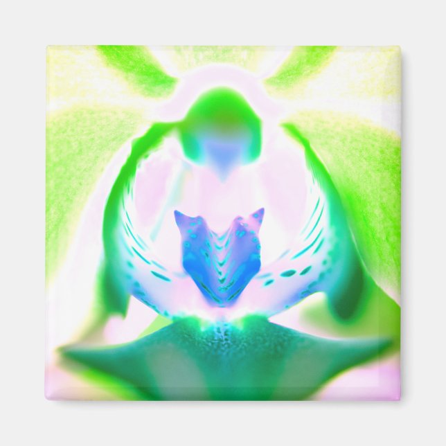 Bright Colours Orchid Design Magnet (Front)