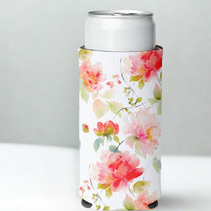 Bright Colours Pink Orange Floral Seltzer Can Cooler